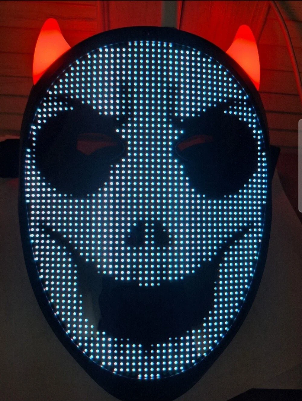 LED Mask Halloween Light Up App Control Customizable Glowing Cosplay Mask NEW